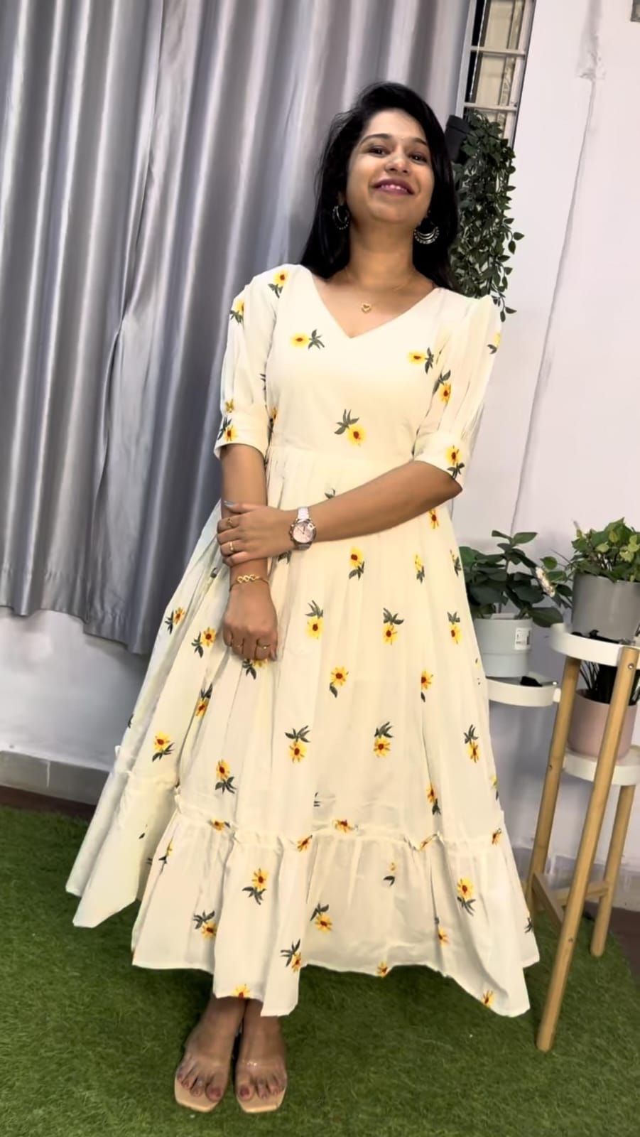 Off White Midi Cotton Casual Dresses for women