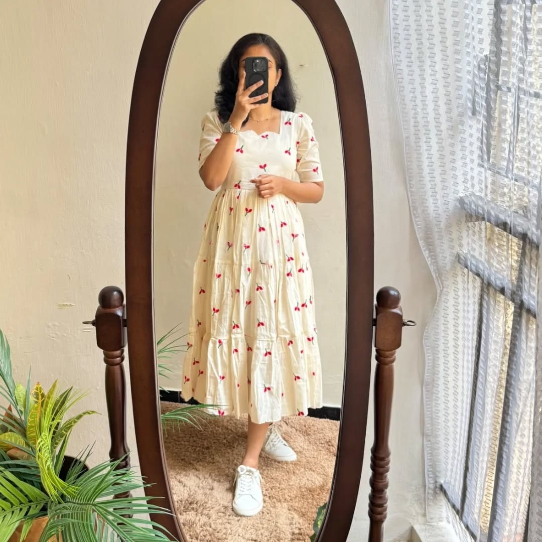 White Midi Cotton Casual Dresses for women