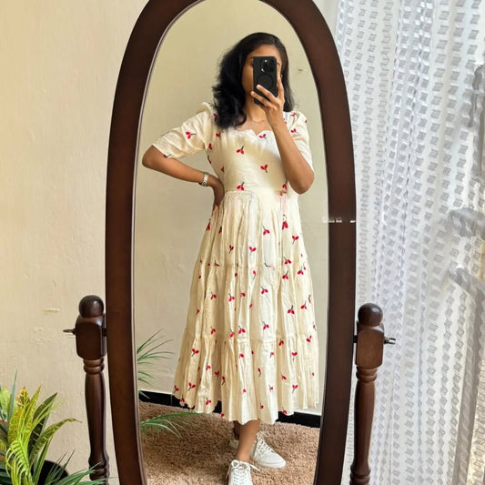 White Midi Cotton Casual Dresses for women