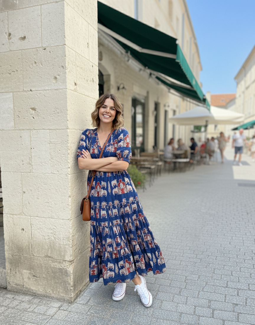 Flamingo Print Tiered Midi Dress | Summer Special Puff Sleeve Style
