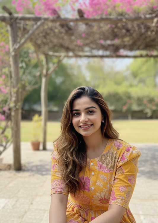 Everyday Radiance: Comfortable Yellow Floral Midi