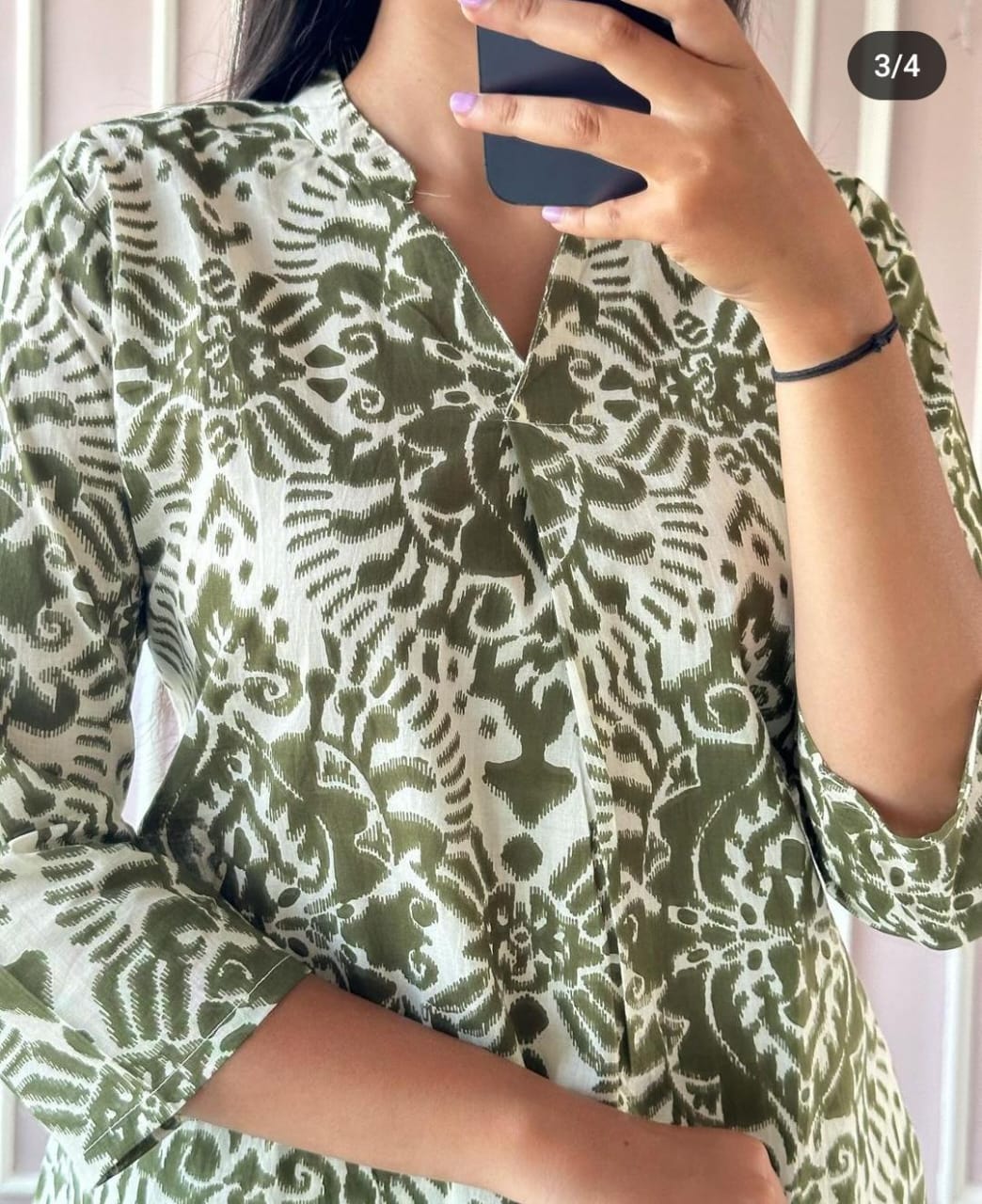 Co-Ord set in Aline pattern with one side pocket paired with Ankle length pant