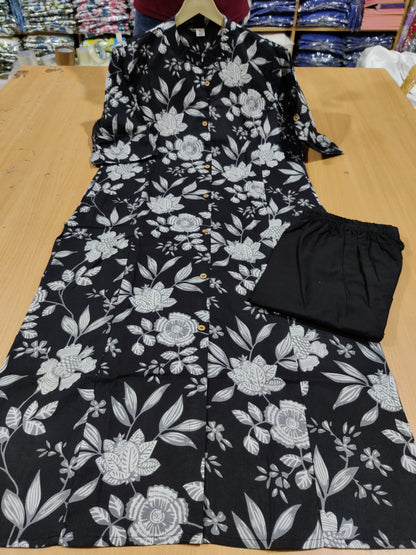 Co-Ord set in Aline pattern with one side pocket paired with Ankle length pant