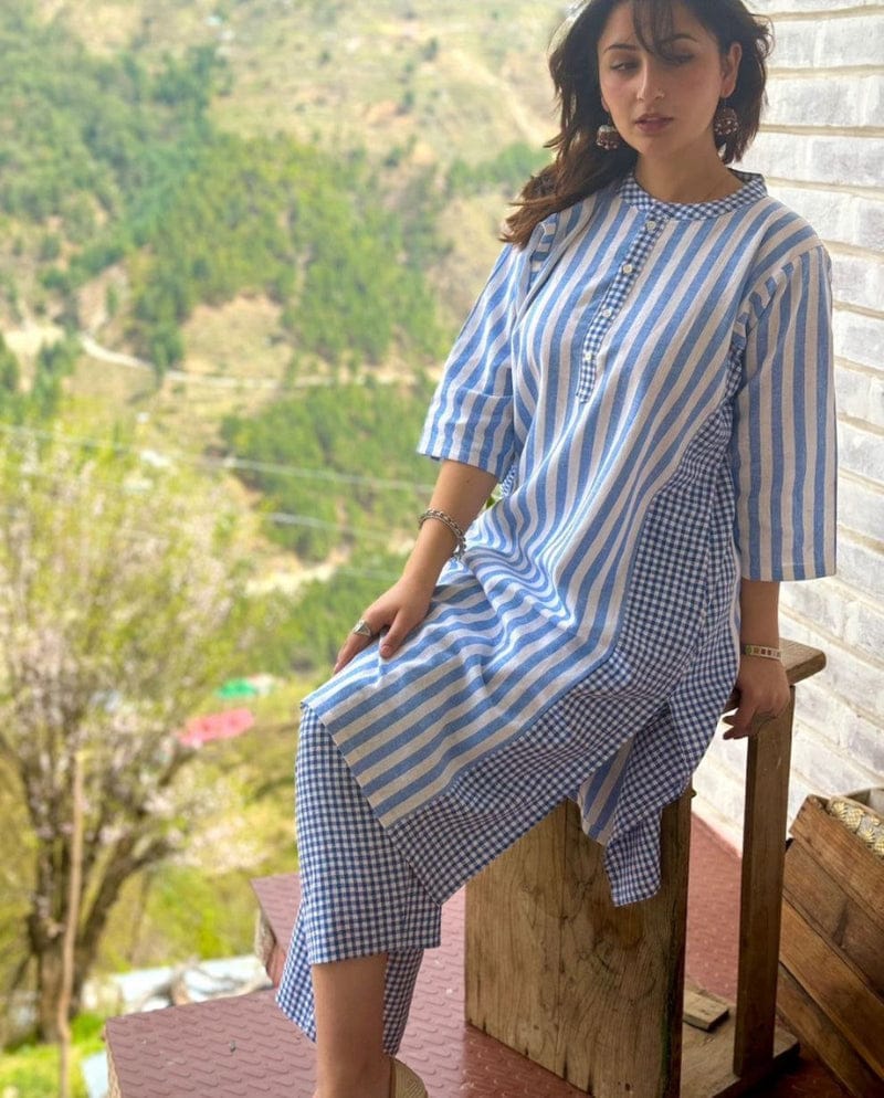 New Arrival Pure Cotton Striped Kurta Set
