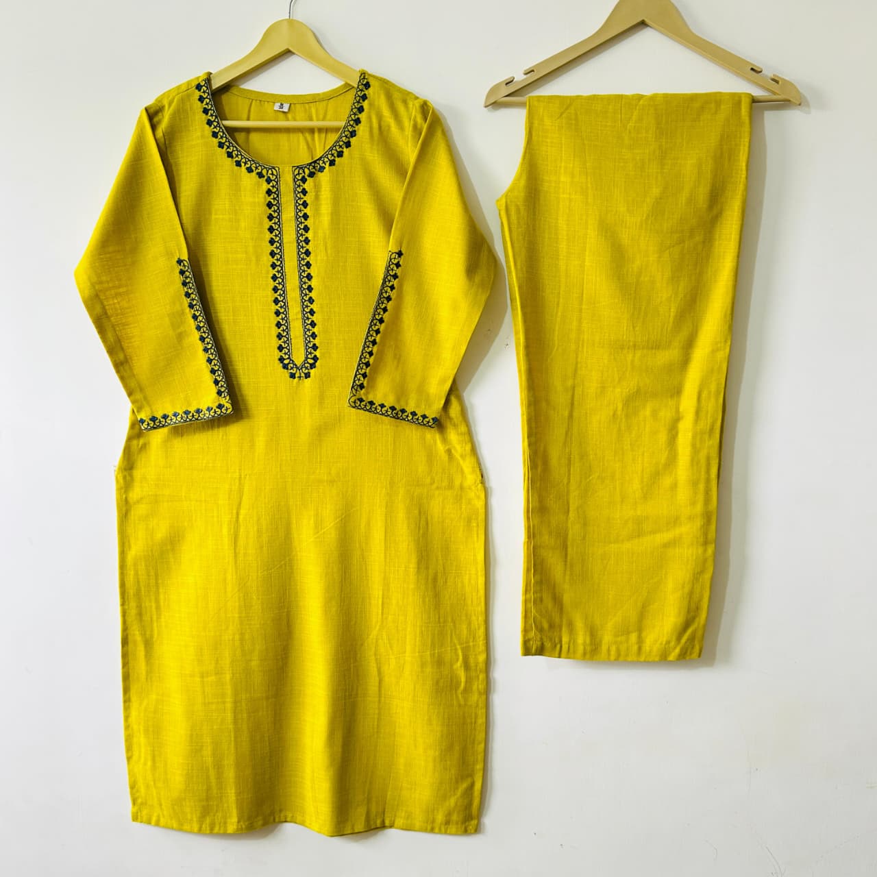 New Black Yoke Work Mustad Kurta And Pant Set