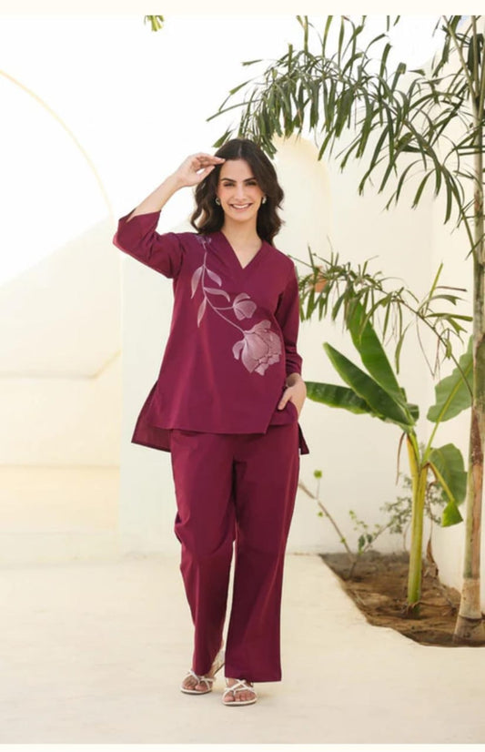 New Spring flower look Pintex kurta and Pant Set