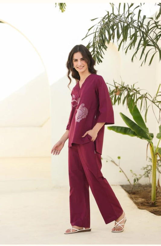 New Spring flower look Pintex kurta and Pant Set