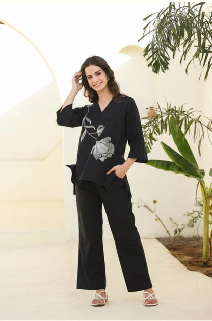 New Spring flower look Pintex kurta and Pant Set