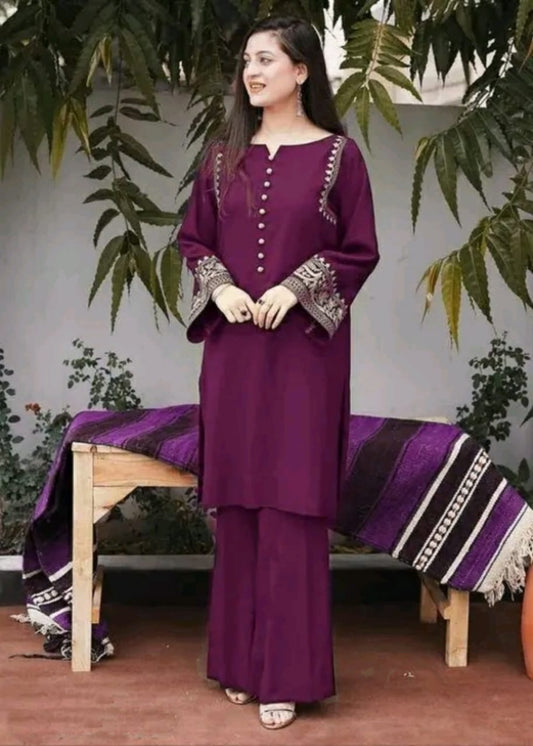 New Wine Aari work kurta palazzo set