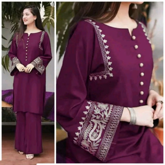 New Wine Aari work kurta palazzo set