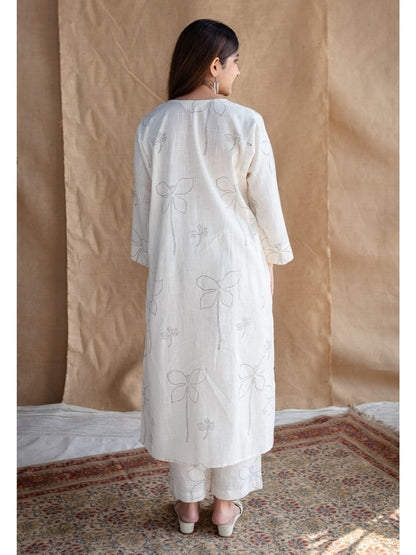 Women's Cotton White Floral Print Co-Ords Set