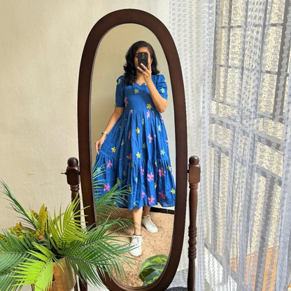 Blue Midi Cotton Casual Dresses for women