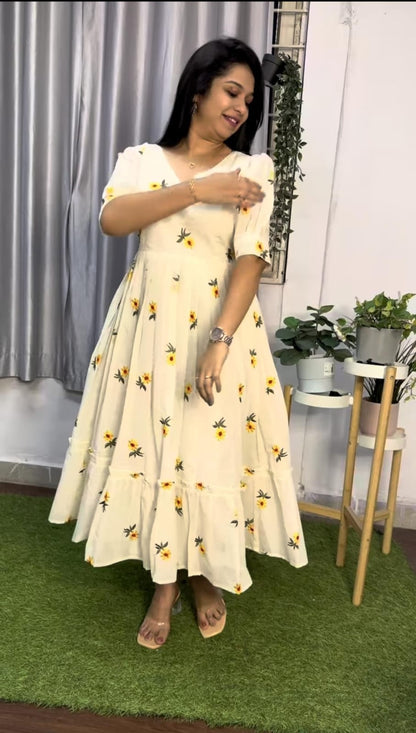 Off White Midi Cotton Casual Dresses for women