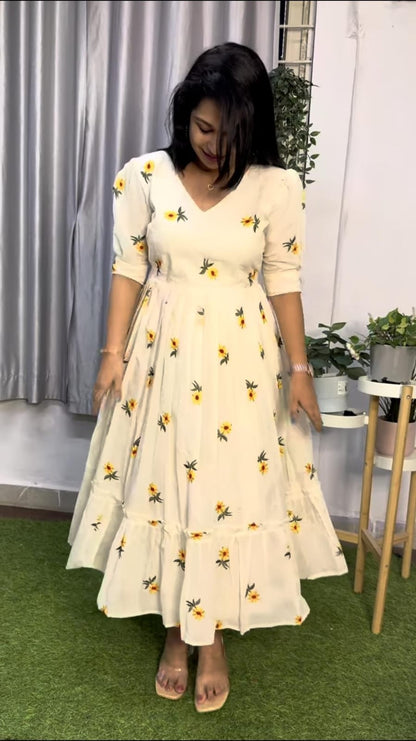 Off White Midi Cotton Casual Dresses for women