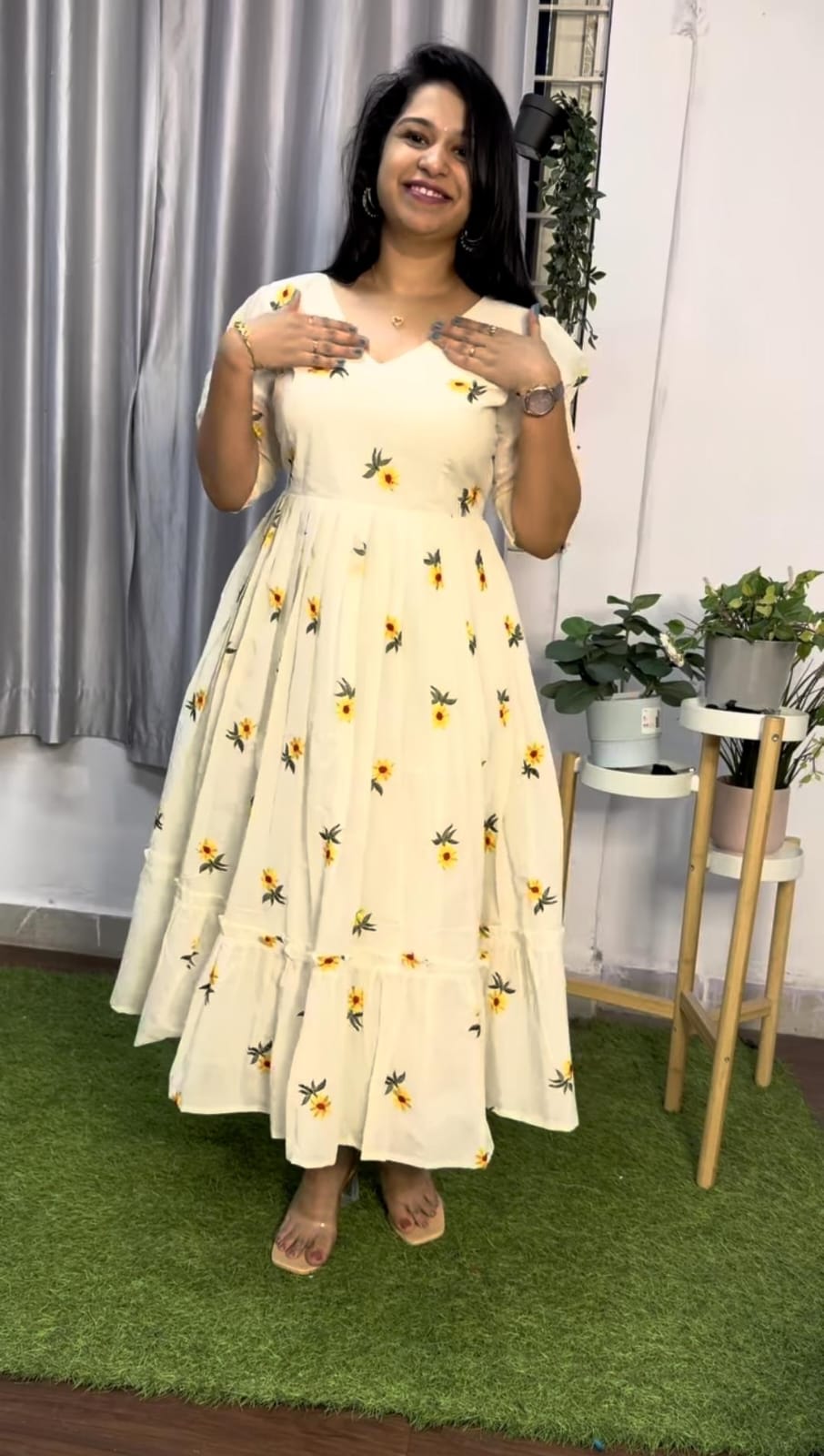 Off White Midi Cotton Casual Dresses for women