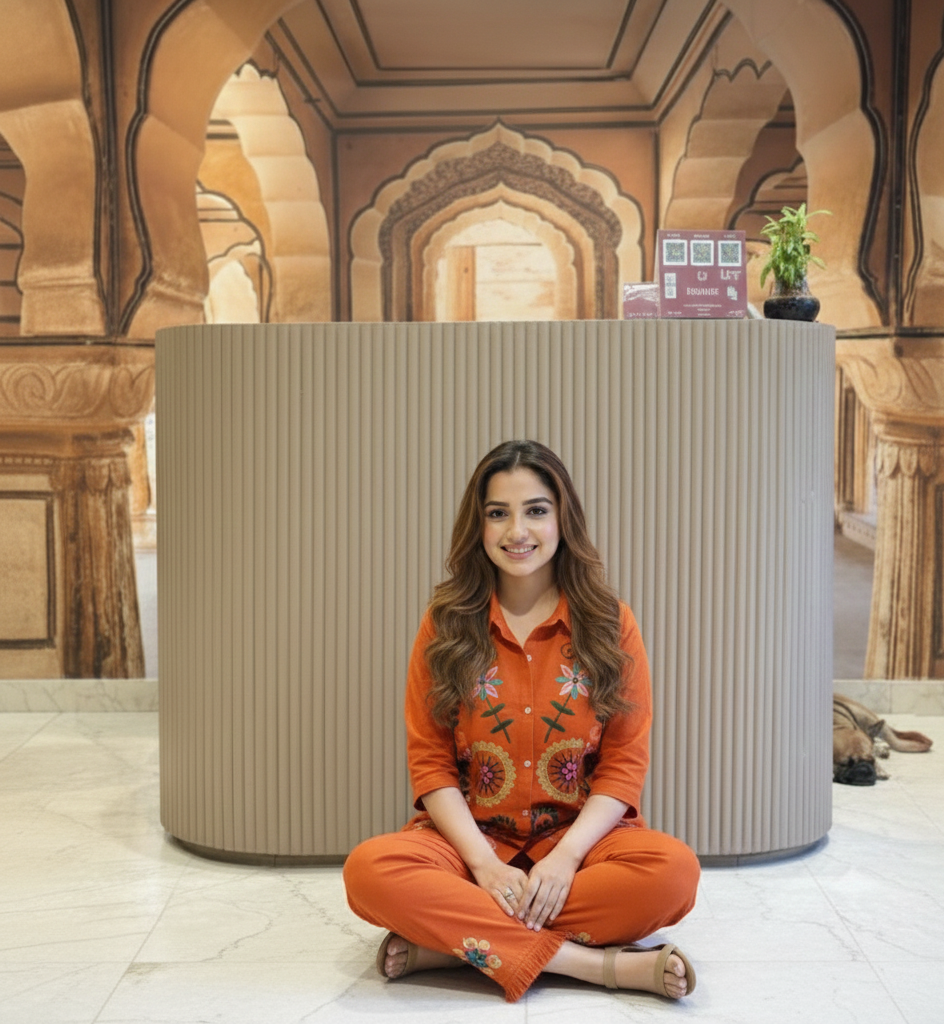 Radiant Orange Embroidered Cord Set – Festive & Fashionable