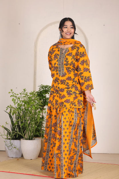Navratri Special Yellow Printed Gopi Dress for Women  Ethnic Festive Wear