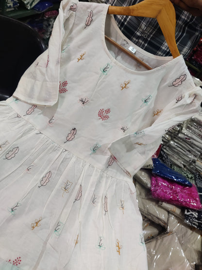 Elegant Off-White Embroidered Tiered Dress | Effortless Chic