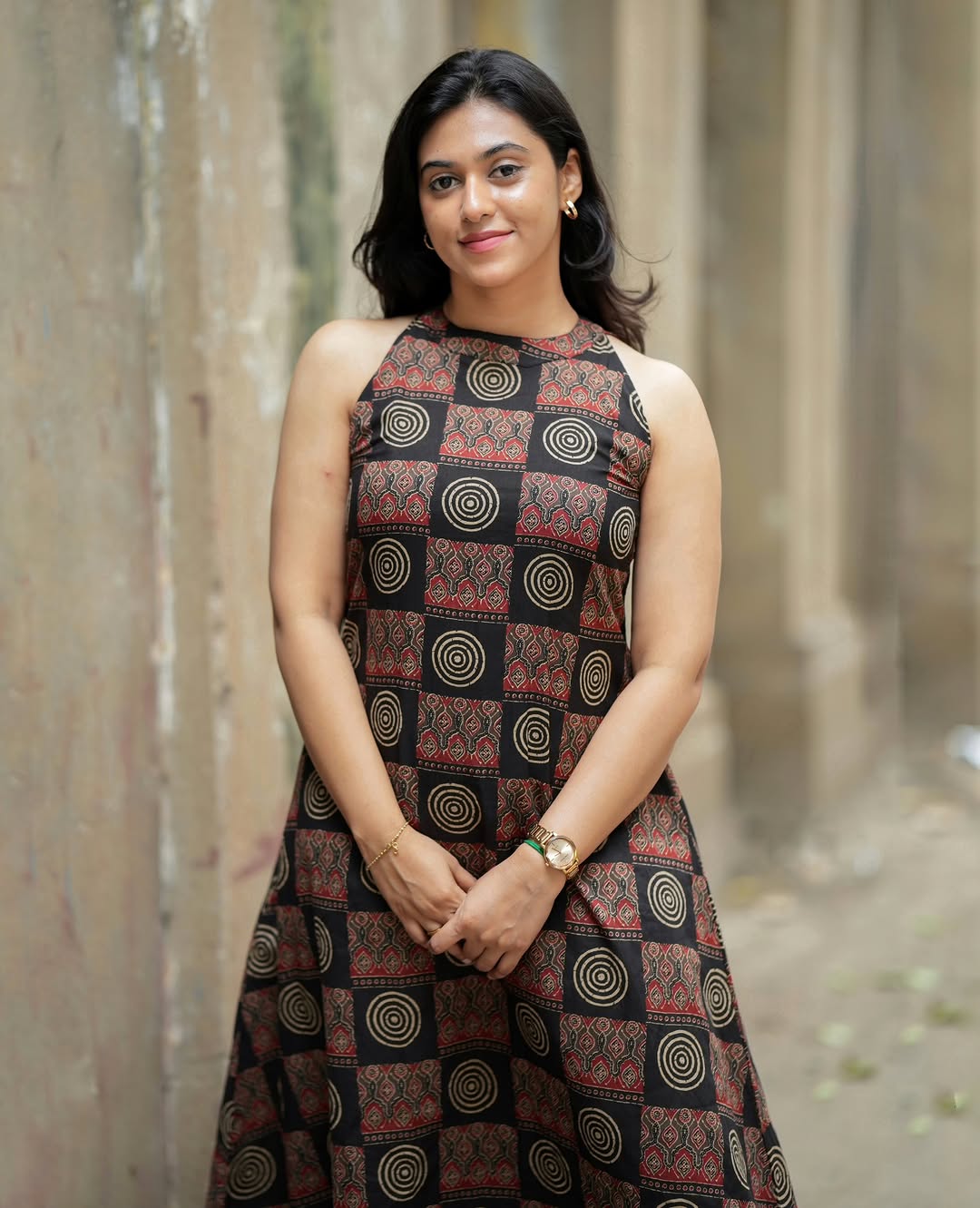 Tribal Geometric: Black & Red Abstract Print Sleeveless Kurta Set