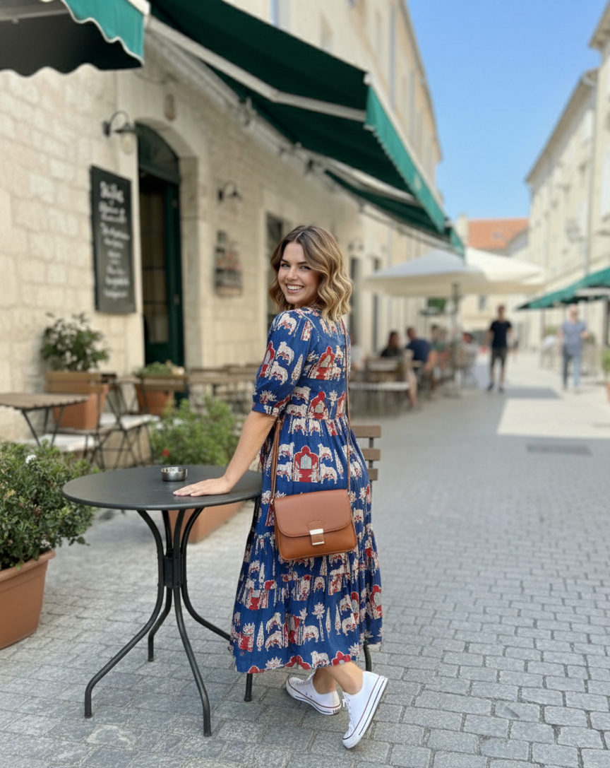 Flamingo Print Tiered Midi Dress | Summer Special Puff Sleeve Style