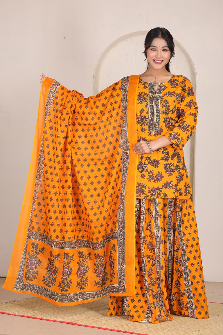 Navratri Special Yellow Printed Gopi Dress for Women  Ethnic Festive Wear