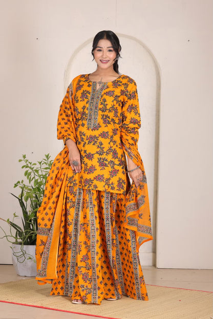 Navratri Special Yellow Printed Gopi Dress for Women  Ethnic Festive Wear