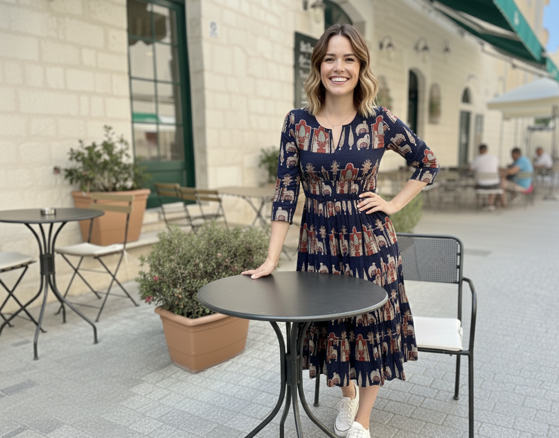 Flamingo Print Tiered Midi Dress | Summer Special Puff Sleeve Style