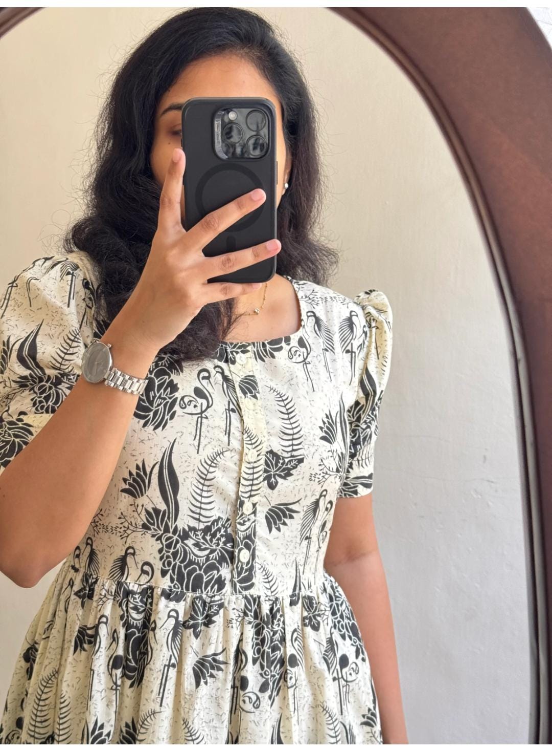 European Summer Printed Tiered Midi Dress