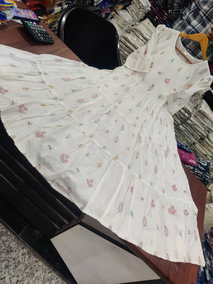 Elegant Off-White Embroidered Tiered Dress | Effortless Chic