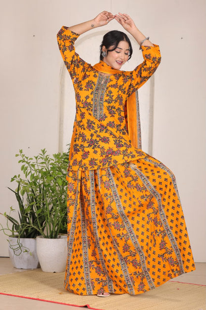Navratri Special Yellow Printed Gopi Dress for Women  Ethnic Festive Wear