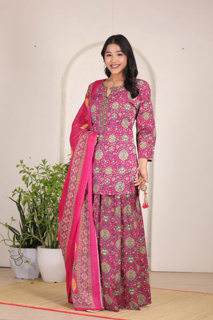 Navratri Special Rani Pink Printed Gopi Dress for Women  Ethnic Festive Wear