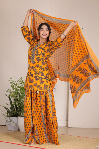 Navratri Special Yellow Printed Gopi Dress for Women  Ethnic Festive Wear