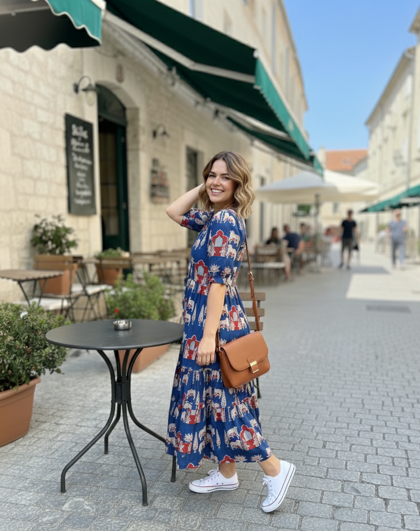 Flamingo Print Tiered Midi Dress | Summer Special Puff Sleeve Style